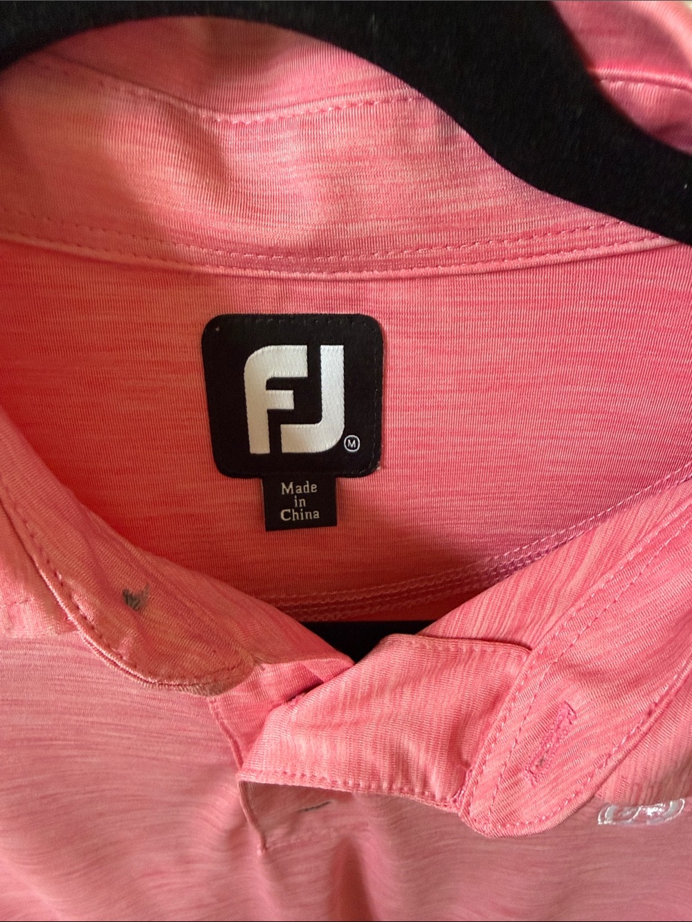 FootJoy Men's Heathered Coral Pink Golf Polo - Picture 2 of 8